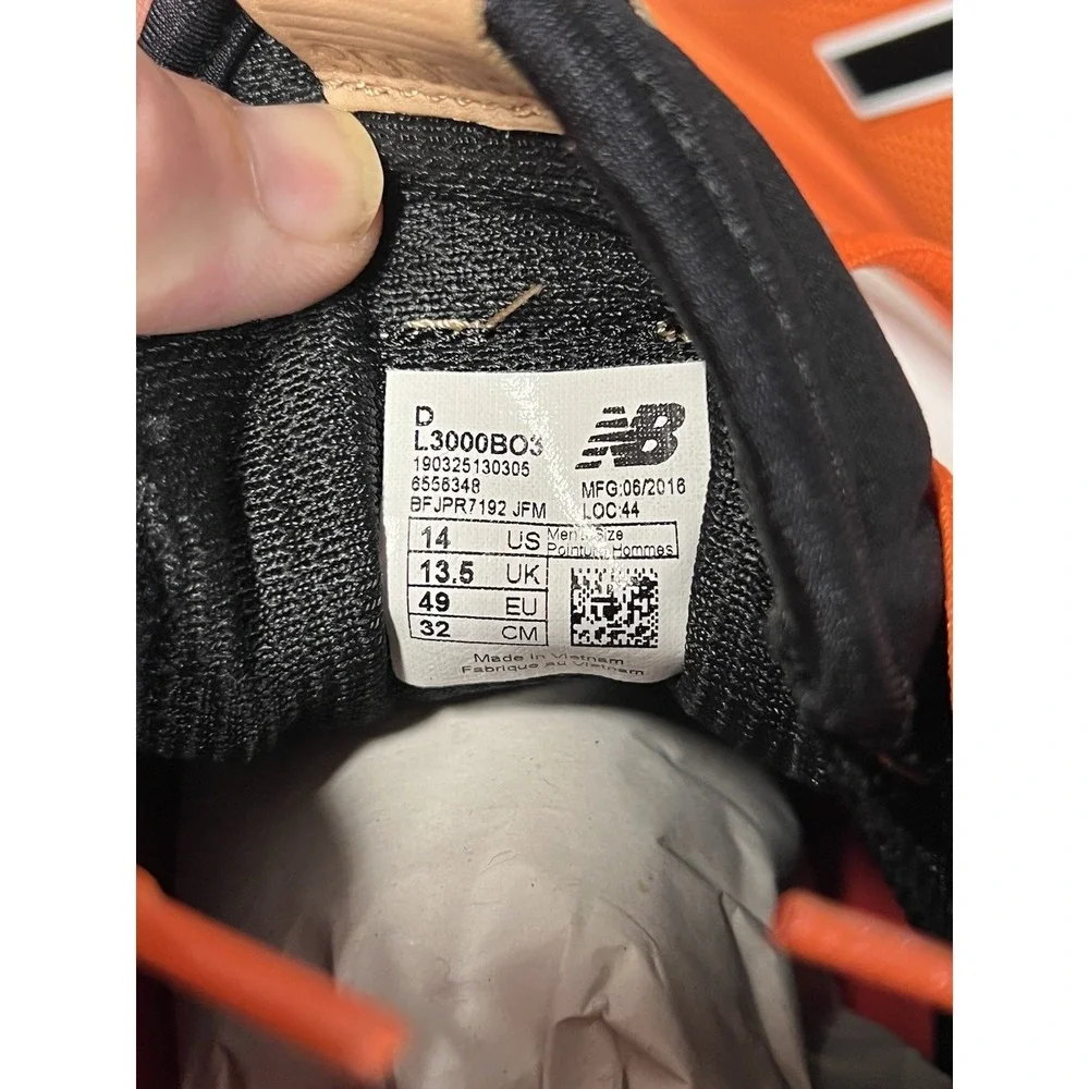 New Balance 3000v3 Metal Baseball Cleats Black Orange Size 14 L3000BO3